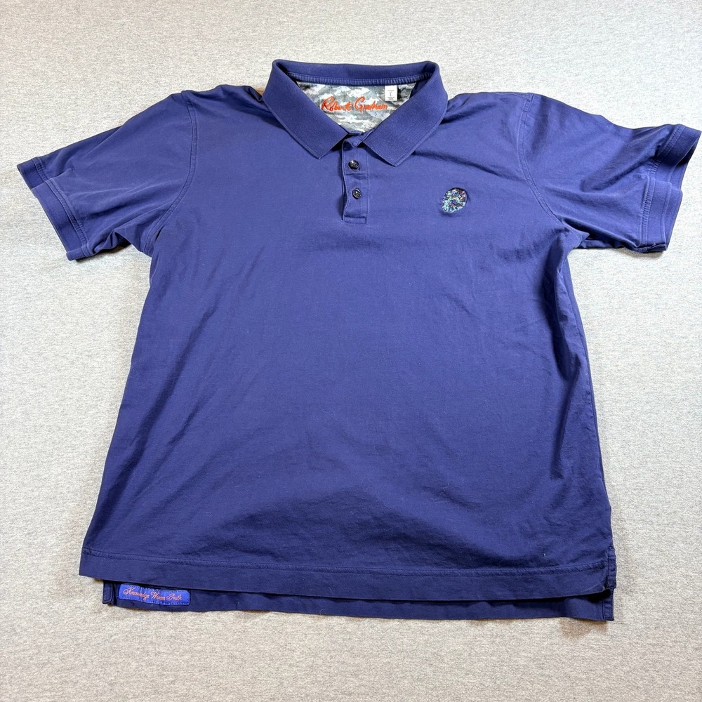 Robert Graham Polo Shirt Mens Large Blue Short Sleeve Classic Fit
